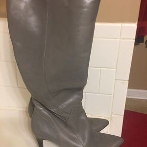 Grey leather boots